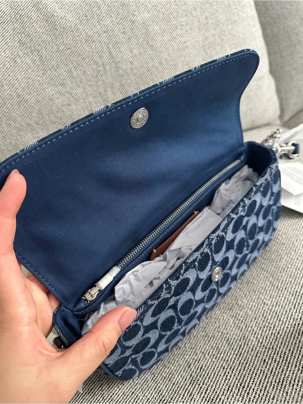 NWT Coach Brook Flap Chain Bag In Signature Denim CAT60